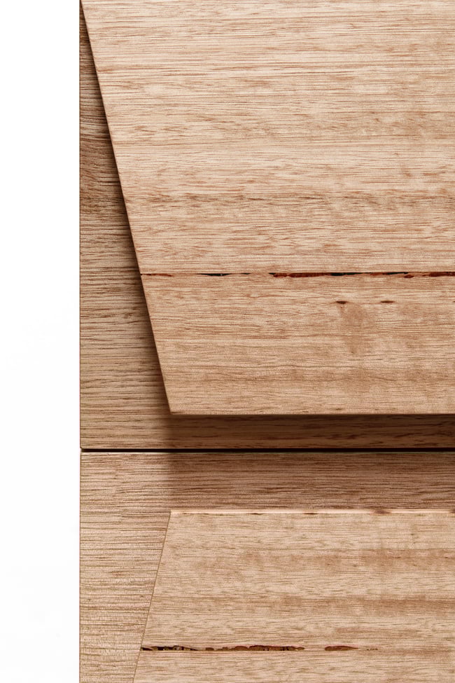 CLIPPED WING SIDEBOARD IN TASMANIAN OAK WITH TIMBER BASE