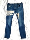 ready when you are custom patched denim pants 