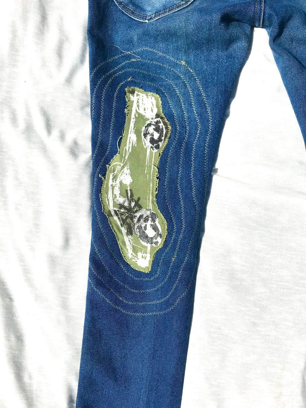 ready when you custom patched denim pants