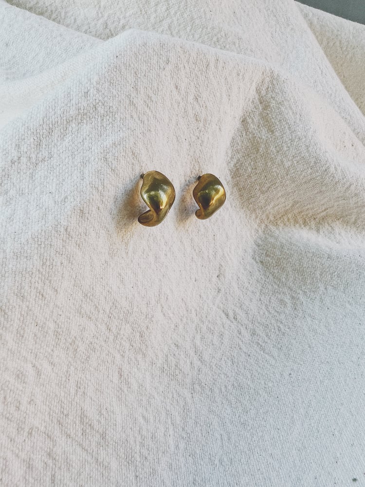 Image of brass crescent earrings 