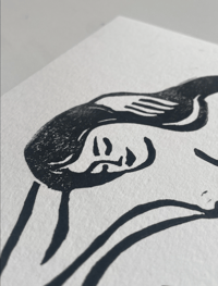 Image 2 of 'Muse'  A5 lino/monoprint
