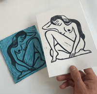 Image 3 of 'Muse'  A5 lino/monoprint