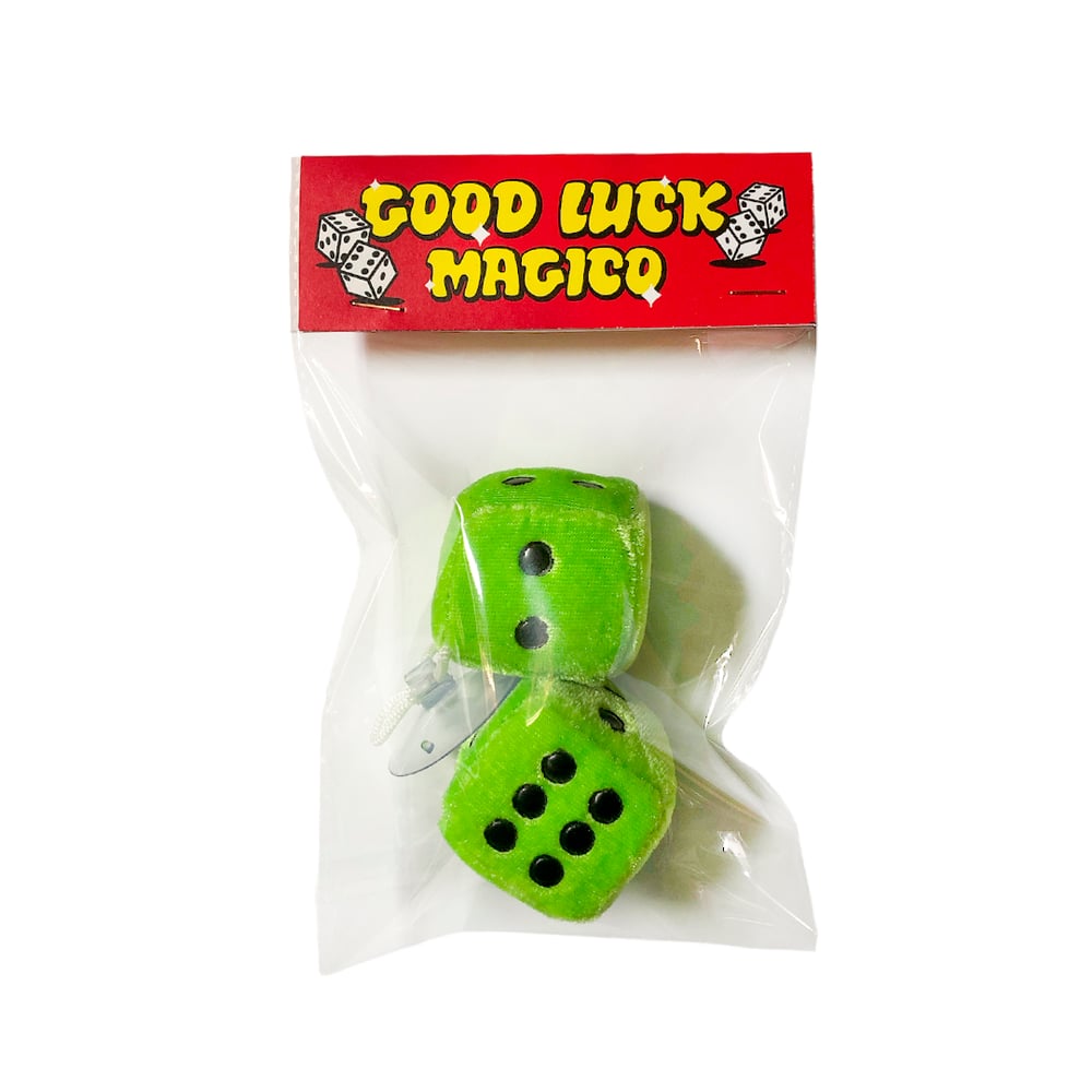 Magico - "Good Luck" Plush dice with suction cup.