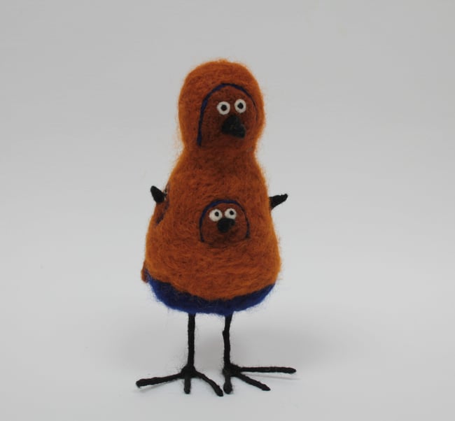 Gaia, felt quirky bird sculpture