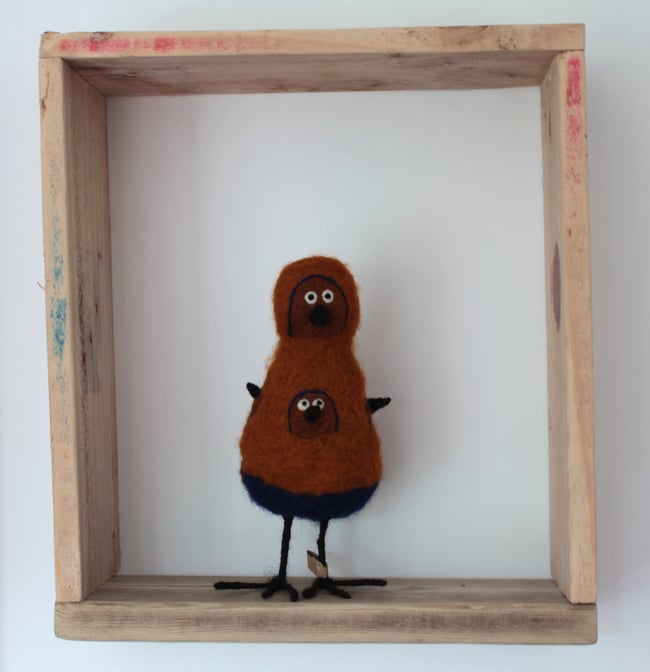 Gaia, felt quirky bird sculpture