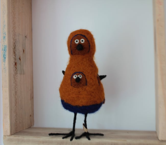 Gaia, felt quirky bird sculpture