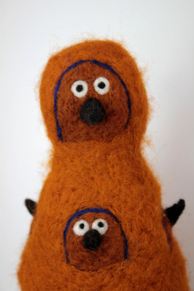 Gaia, felt quirky bird sculpture