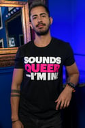SOUNDS QUEER - I'M IN T-shirt (Black, white and pink print)
