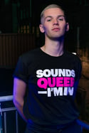 SOUNDS QUEER - I'M IN T-shirt (Black, white and pink print)