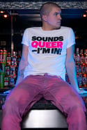 SOUNDS QUEER - I'M IN T-shirt (White, black and pink print)