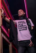 TRANS RIGHTS ARE HUMAN RIGHTS T-shirt (Cotton pink, black print)