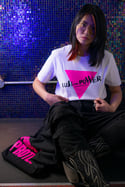 LUST FOR POWER T-shirt (White, black and pink print)