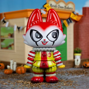 Image of [LAST ONE] Wananeko, the Dancing Cat ("Creepy Fries" Colorway, 14cm/5,5" tall)