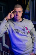 CAMP AS CHRISTMAS Sweatshirt (Grey, pink and black print)