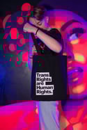 TRANS RIGHTS ARE HUMAN RIGHTS Tote bag (Black, white print)