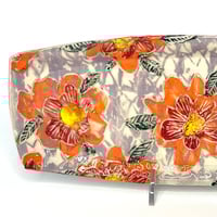 Purple Ceramic Tray with Orange and Red Flowers