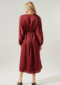 Image 2 of First Impression Satin Dress-Burgundy