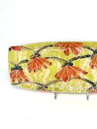 Ceramic Tray with Red Flowers