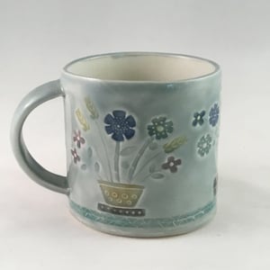 Image of Flower Pots mug- pale celadon