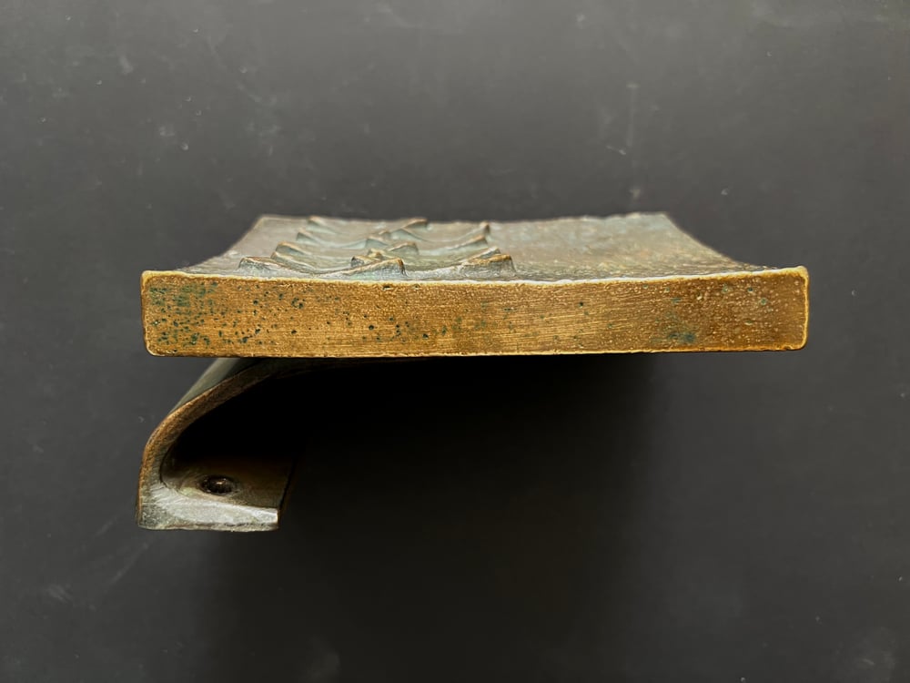 Image of Lateral Bronze Door Handle with Leaf-Shaped Design
