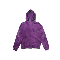 BORDEAUX PURPLE FULL BODY ZIP CROSS HOODIE - LIMITED