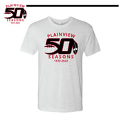 Image of 50 YEARS- PLAINVIEW  FOOTBALL 50 YEAR HEATHER WHITE TRI BLEND TEE