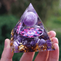 Orgone Pyramid Amethyst Peridot Healing Crystal number 1