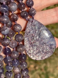 Image 1 of Rare Bloodshot Iolite Mala, Hematite Included Cordierite 108 Beads Japa Mala Hand Knotted Gemstone