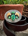 WL&A Handmade Black Bear Claw + Sonoran Desert Turquoise Belt Buckle - Size 3.5" x 2.75" - 180 Grams