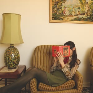 Image of Phuncle Bow Blouse - Olive & red graphic print 