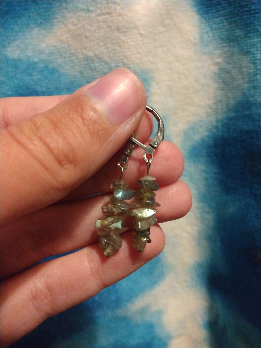 Crystal chip earrings ( labradorite, malachite, or red jasper)