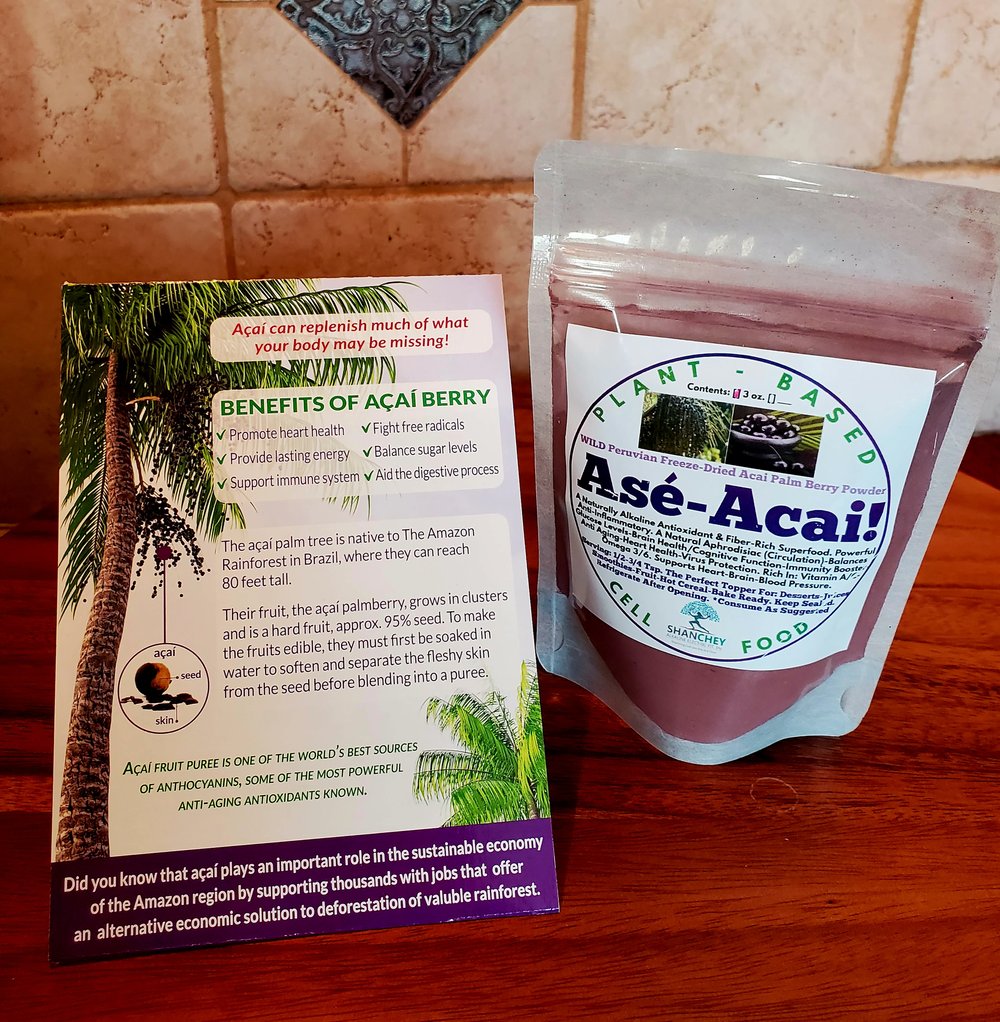 Asé-Acai! WILD-RAW FREEZE-DRIED ACAI BERRY POWDER/ JUICE 2-4 oz. 