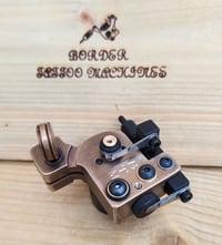Image 1 of BORDER TATTOO MACHINE, BRASS SIDEWINDER PATINA FINISH, CLIP CORD CONNECTION