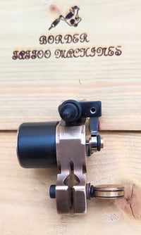 Image 3 of BORDER TATTOO MACHINE, BRASS SIDEWINDER PATINA FINISH, CLIP CORD CONNECTION