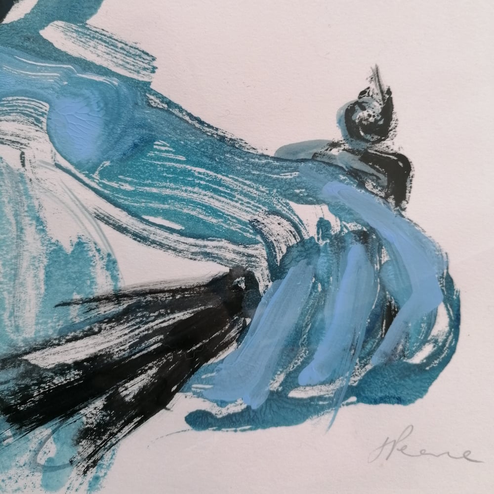 Image of Catching Birds -Original  Acrylic Monoprint - 'Saintly'