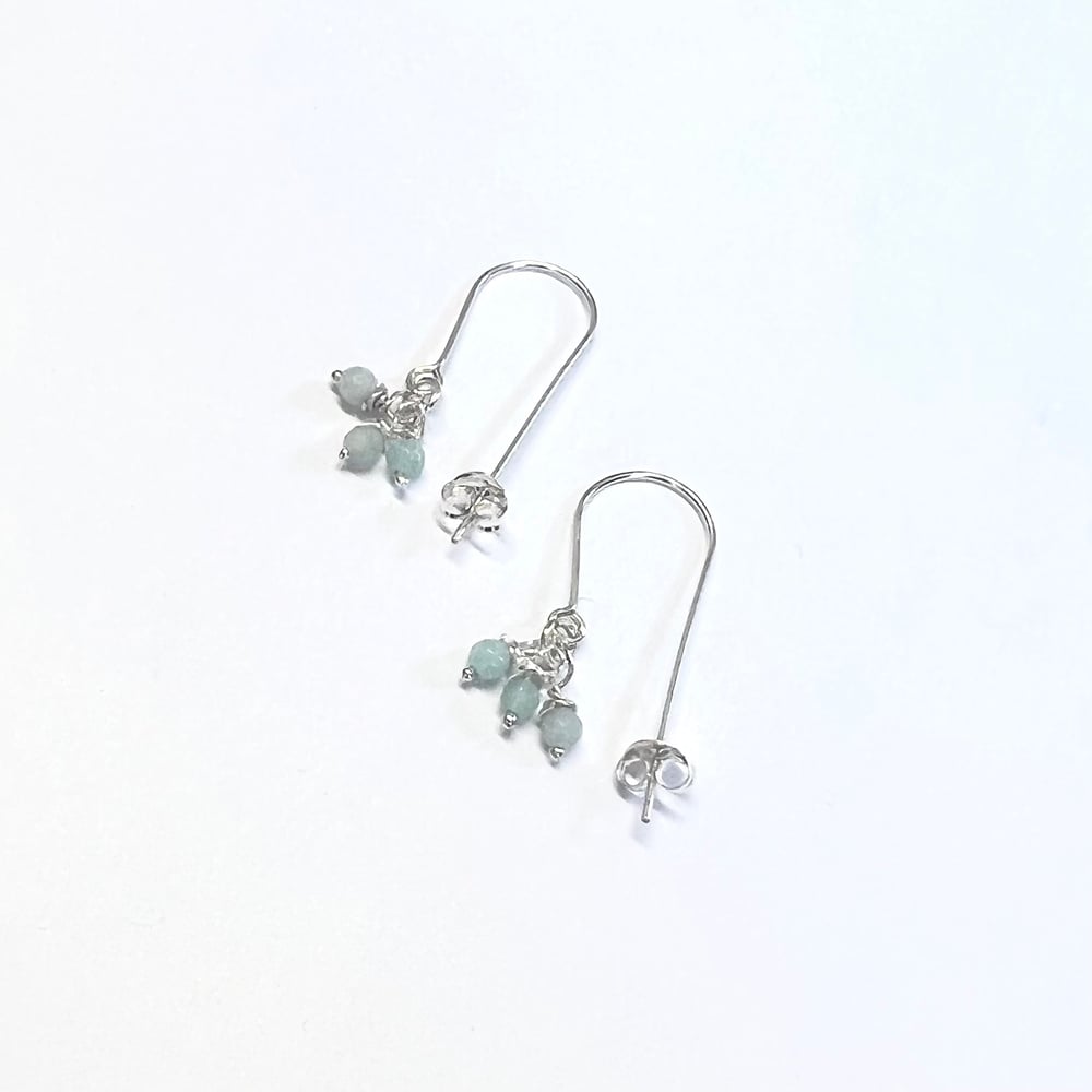 Image of Three stone silver earrings hook earrings