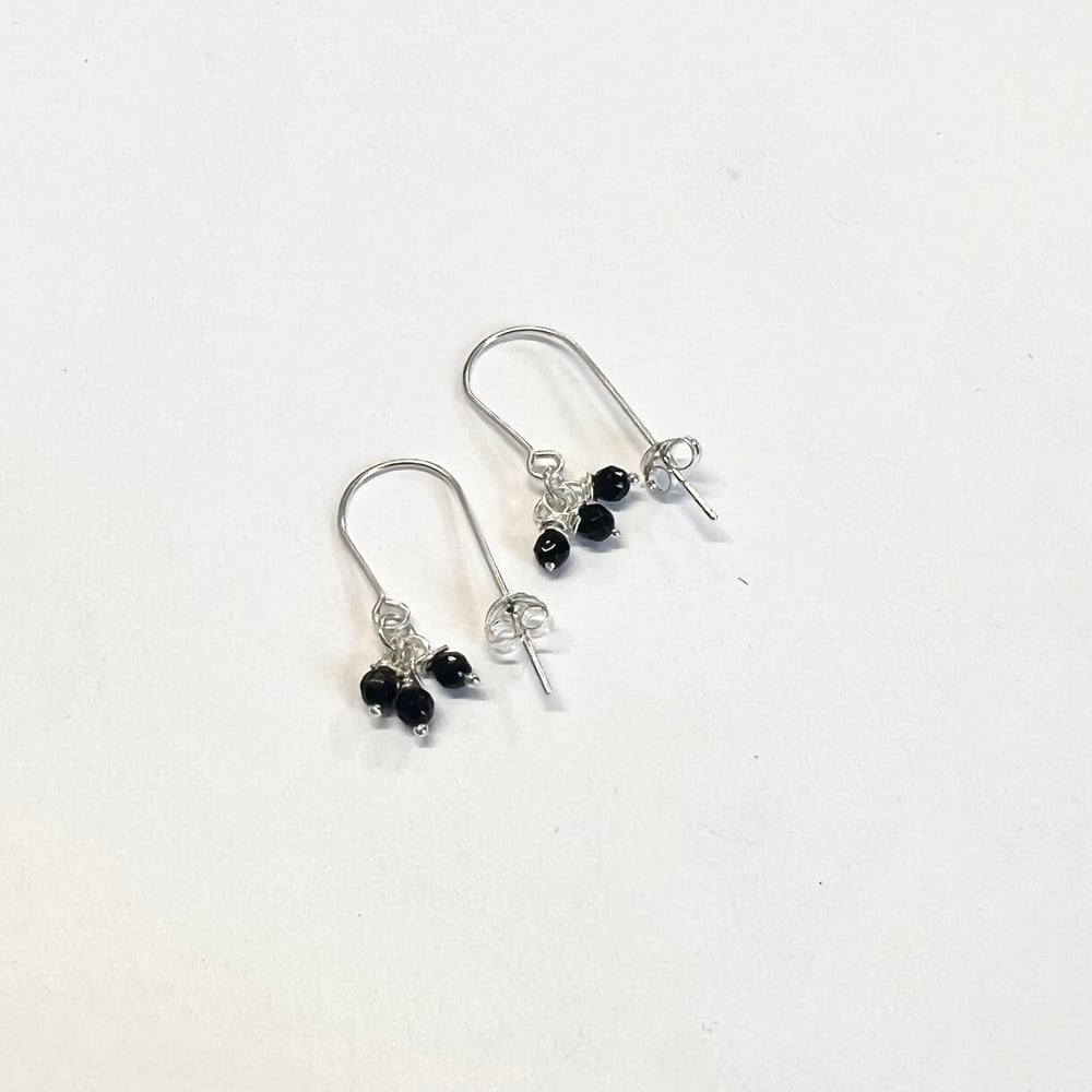Image of Three stone silver earrings hook earrings