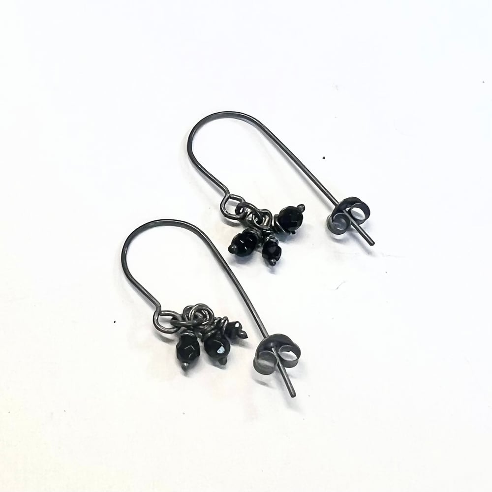 Image of Three stone oxidised hook earrings
