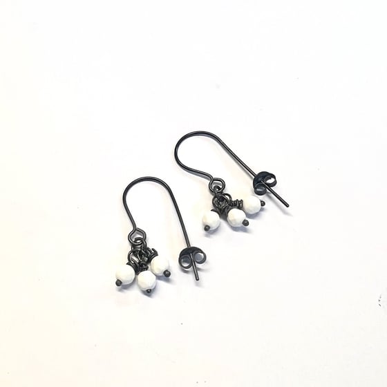 Image of Three stone oxidised hook earrings