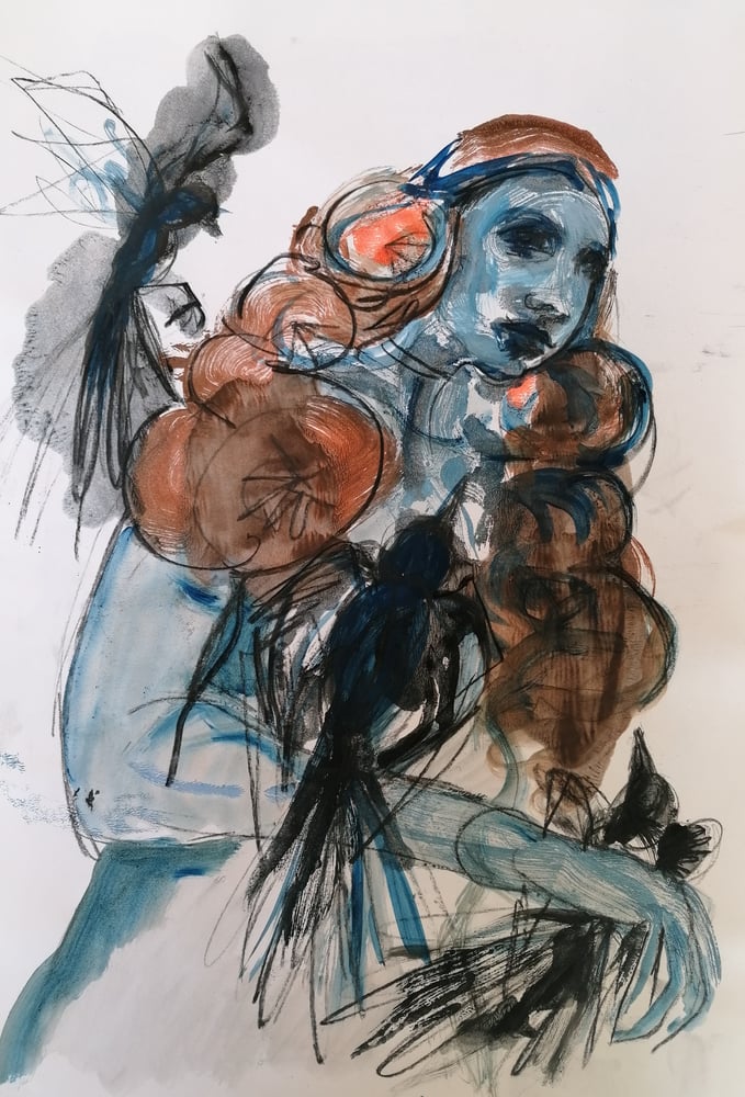 Image of Catching Birds  - Original Monoprint 'Tresses'