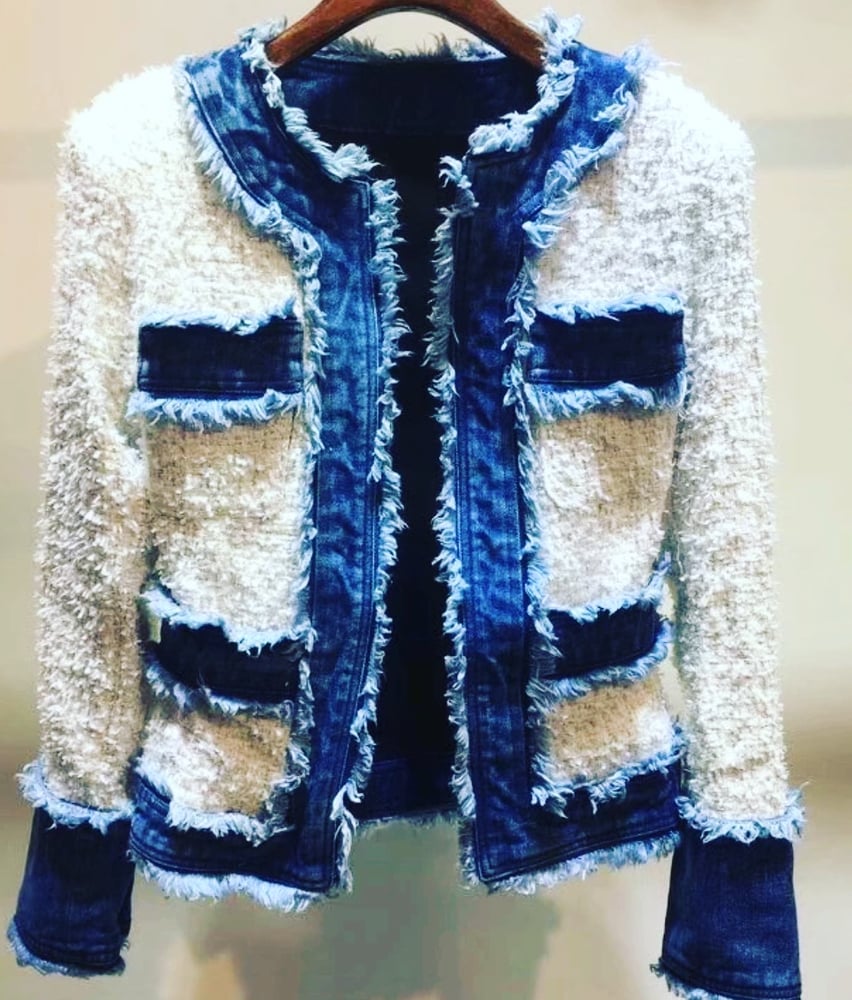 Image of Denim and cream blazer