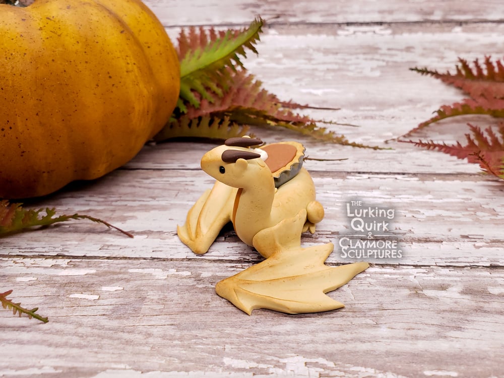 Small Pumpkin Pie Polymer Clay Dragon