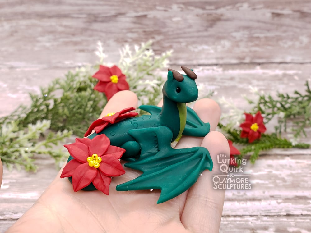 Small Polymer Clay Poinsettia Dragon