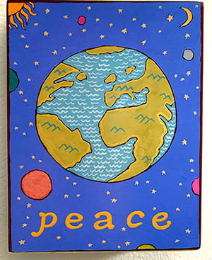 Image of Peace- illumination series print on wooden plaque