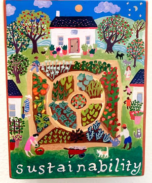 Image of Sustainability- illumination series print on wooden plaque