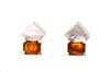 10-8mm emerald cut Citrine stud earrings set in sterling silver with a 10mm cubes