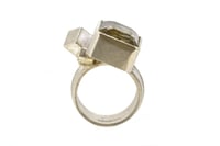 Image 1 of Strata ring,  Rutile Quartz  in silver interlaced with cubes