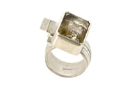 Image 3 of Strata ring,  Rutile Quartz  in silver interlaced with cubes