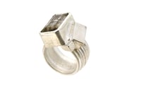 Image 2 of Strata ring,  Rutile Quartz  in silver interlaced with two cubes