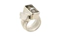 Strata ring,  Rutile Quartz  in silver interlaced with two cubes